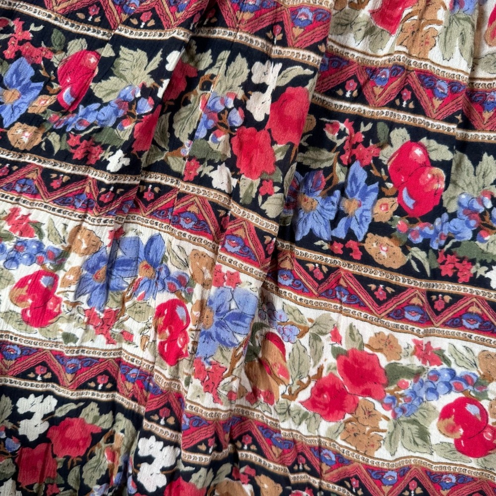 Vtg Boho Skirt Womens Medium Petite India Ethnic Artsy Dark Romantic Floral - Picture 9 of 10